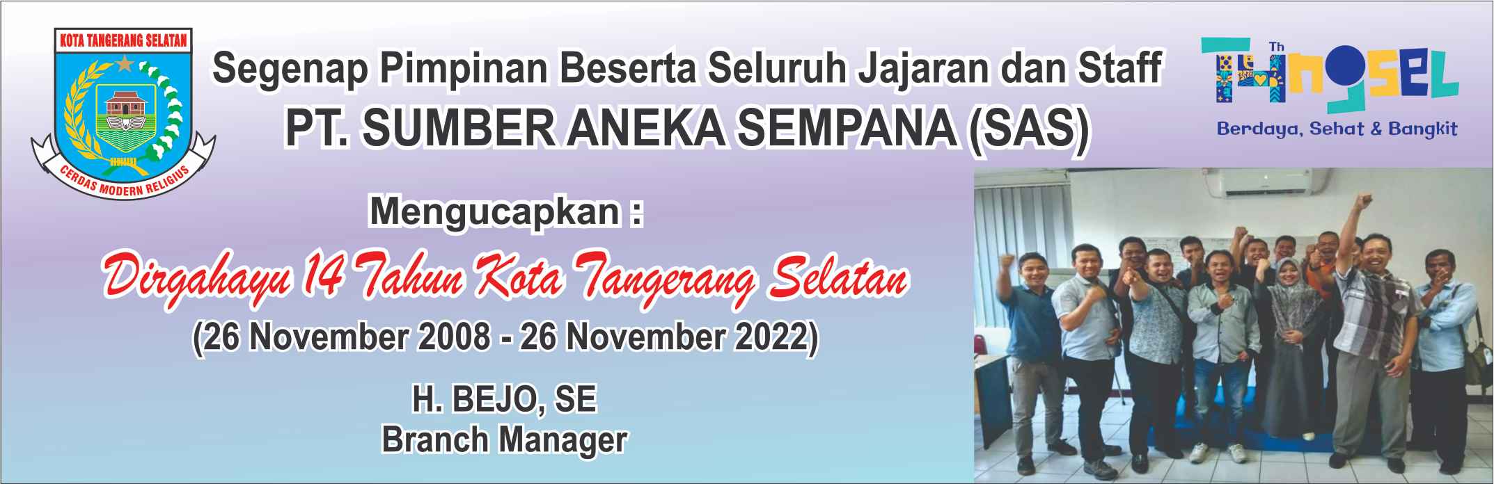 PT Sumber Aneka Sempana ( SAS ), Dirgahayu 14 Tahun Kota Tangerang Selatan